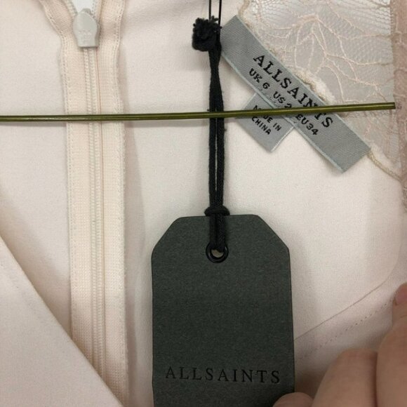 NWT  Allsaints Prism mini Dress Oyster White lace size 2 w/flaw - Picture 6 of 15